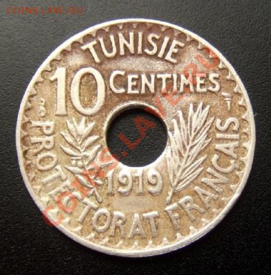 2 - Французский Тунис 10 сантимов (1919) Р