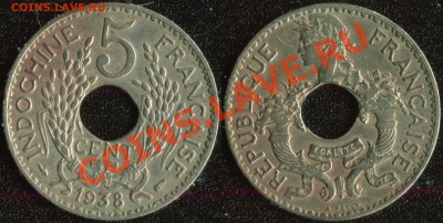 Французский Индокитай 5 центов 1938 до 22:00мск 14.02.14 - Французский Индокитай 5 центов 1938