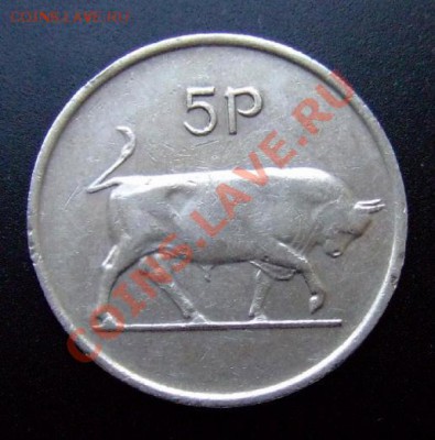 делает - прямо сейчас !!! - Ирландия 5 пенсов (1975) «Бык вправо» Р