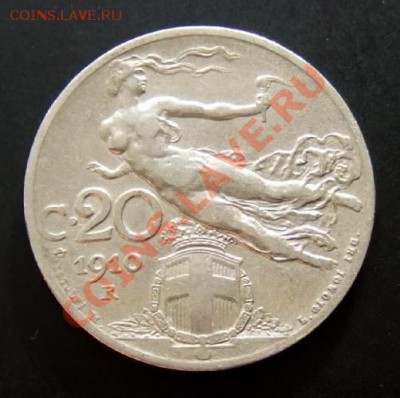 2 - Италия 20 чентезимо (1910) №2 Р