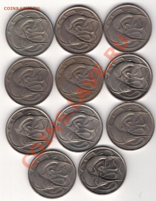 Сингапур 20 центов 1967-83 (11шт) до 17.02.14 в 22ч (7764) - 4-син20цА