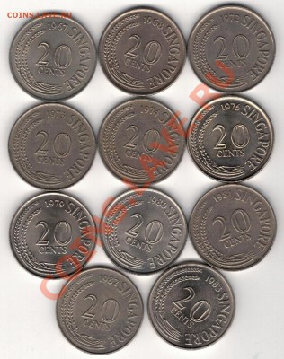 Сингапур 20 центов 1967-83 (11шт) до 17.02.14 в 22ч (7764) - 4-син20цА1