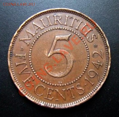 2 - Брит. Маврикий 5 центов (1942) Р