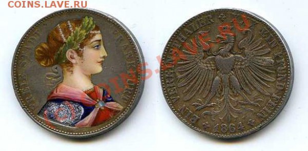 талер? эмаль. 1864г. - thaler