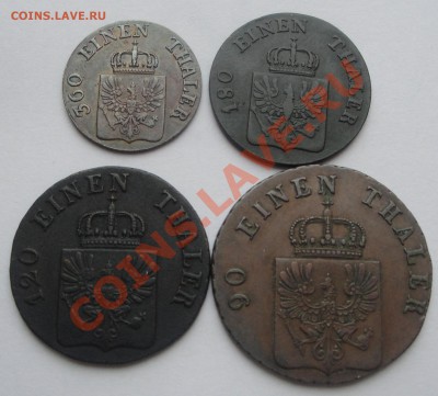 Лот меди Пруссии 1пф1845 2пф1845 3пф1844 4пф1843 до 20.02 - пруссия лот 12