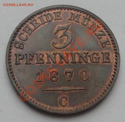 3 пфеннинга 1870 С Пруссия в коллекцию!!! до 20.02 - пруссия 3 пф 1870 1
