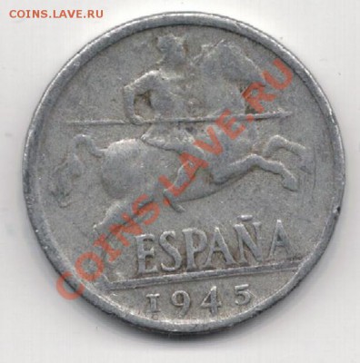 ИСПАНИЯ 10 СЕНТИМО 1945 ДО 20.02.14 В 22.00МСК (7985) - 4-исп10с45