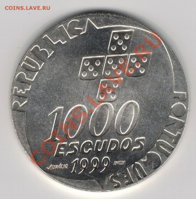 Ag ПОРТУГАЛИЯ 1000 ЭСКУДО 1999 РЕВОЛЮЦИЯ 20.02 В 22Ч (7489) - 5-порт99а