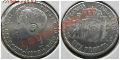 ИСПАНИЯ  1ПЕСЕТА 1902 СЕРЕБРО - 1peseta1902