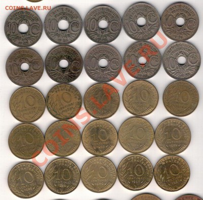 ФРАНЦИЯ 10 САНТИМОВ 1923-97 (25ШТ) 27.02 В 22.00МСК (7983) - 4-фр-с10а
