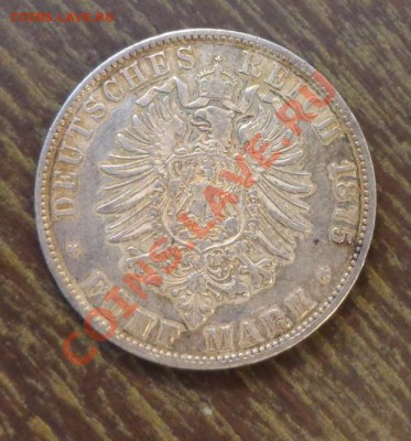 ГЕРМАНИЯ - БАВАРИЯ 5 марок 1875 хорошая до 28.02, 22.00 - Бавария 1875 1