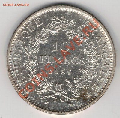 Ag ФРАНЦИЯ 10 ФРАНКОВ 1965 ДО 27.02 В 22.00МСК (7998) - 5-фр10-65а