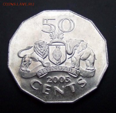 2 - Свазиленд 50 центов (2005) Герб Свазиленда Р