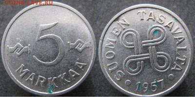 Разная инострань - 4 8  Финляндия 5 марок 1957    495
