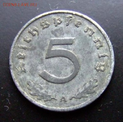 2 - Германия (3-й Рейх) 5 рейхспфеннигов (1941 А) цинк Р