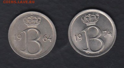 Бельгия 25 сантимов 1964 и 1974 до 06.03.2014 22-00 - Бельгия 25 сантимов р