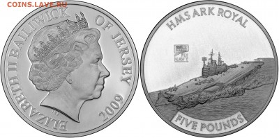 Джерси 5 фунтов 2009 г. КМ 215, 216 - 2009 5 фунтов Авианосец Ark Royal
