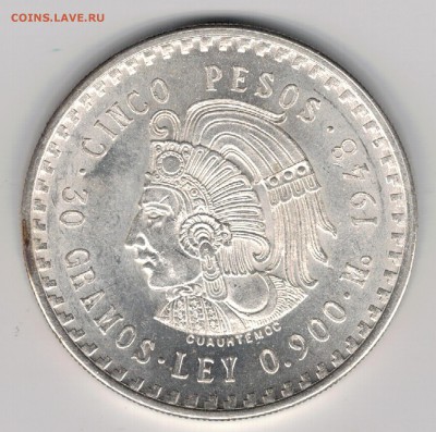 Ag Мексика 5 песо 1948 до 10.03.14 в 22.00мск (8221) - 5-мекс1