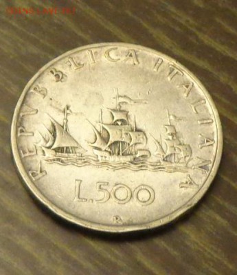 ИТАЛИЯ - 500 лир КОРАБЛИ КОЛУМБА 1958 хорошая 12.03, 22.00 - Италия 500 лир корабли Колумба 3