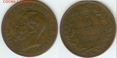 Италия 5 чентезимо 1862 до 21.00 мск 13.03.2014 - Италия 5 чентезимо 1862