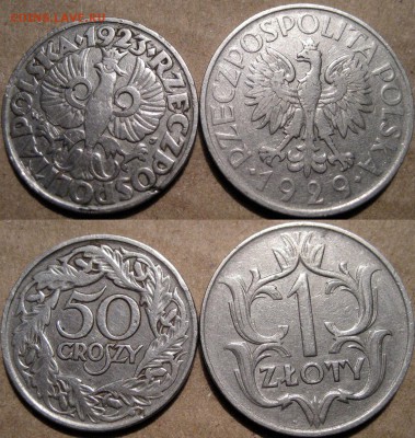 Польша 10зл (Мицкевич) и Франция 1948 (2 франка) - 50гр+1зл1923-29