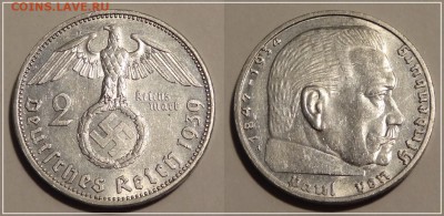 Германия 2 марки 1939 А до 12.03.14 в 22.00 - 2 марки 1939 A 19.11.13 - 3