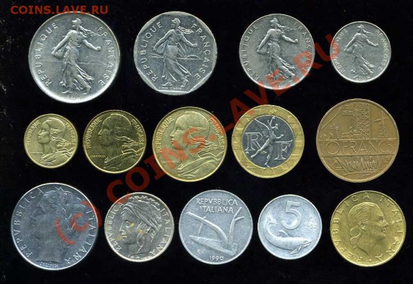14 монет Франция Италия 1952-94 до 27.02 22-00 мск - img508