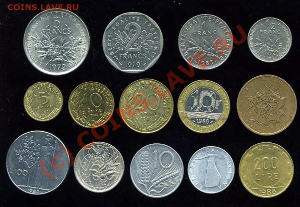 14 монет Франция Италия 1952-94 до 27.02 22-00 мск - img509