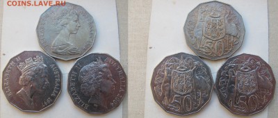 Австралия.50ц.3шт.Разные королевы.1969,1997,2004. 14.03.22°° - 3х50ц