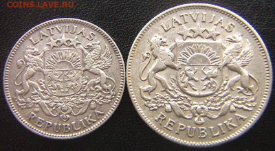 Латвия_1 лат 1924 + 2 лата 1925. Серебро; до 10.03_22.12мск - 7612
