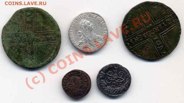 15 коп 1770(Ag)+5 коп (1727 и 1729)+шеляг 1753=оценить - Scan04