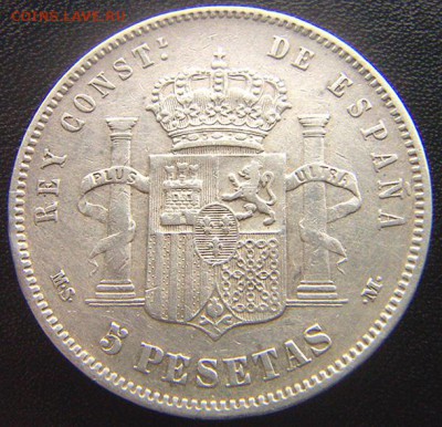 Испания_5 песет 1885; серебро; до 11.03_22.02мск - 7626