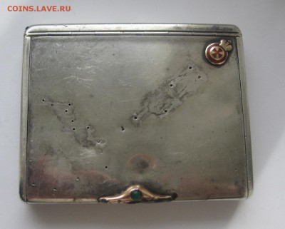 Портсигар вес 222 проба 84 с золотыми накладками - 11