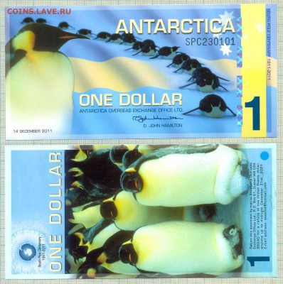 Боны иностранные от 5 руб, пополняемая - Антарктика 2011 1 доллар