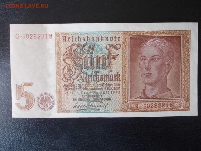 ГЕРМАНИЯ 5 рейхсмарок 1942 г. UNC  до 17.03.14 г.в 22-00 - DSCN0247