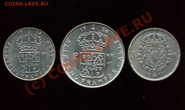 Швеция серебро 2 кроны1956 1кр.1942,56 до 28.02 22-00мск - img517