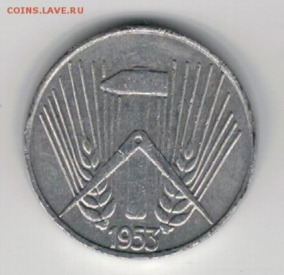 ГДР 5 ПФЕННИГОВ 1953Е ДО 20.03.14 В 22.00МСК (8218) - 4-гдр5пф53