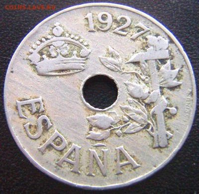 Испания_25 сентимо 1927; до 16.03_22.08мск - 7356