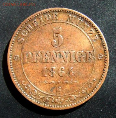 2 - Германия (Саксония) 5 пфеннигов (1864 B) Р