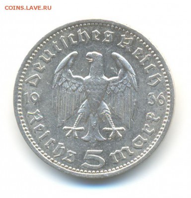 Ag. 3-й рейх 5 марок 1936А. до 21.03  22:00 - 5