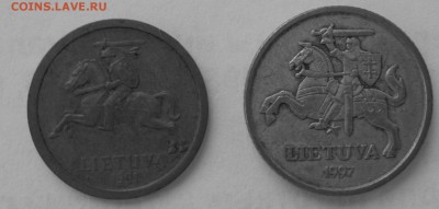 Литва 10 центовые монеты  1991 и 1997 гг - IMG_3517.JPG