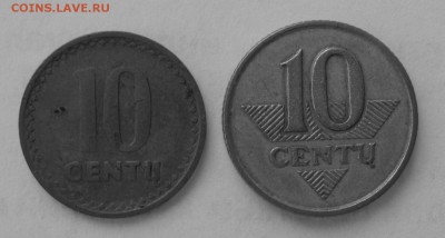 Литва 10 центовые монеты  1991 и 1997 гг - IMG_3516.JPG