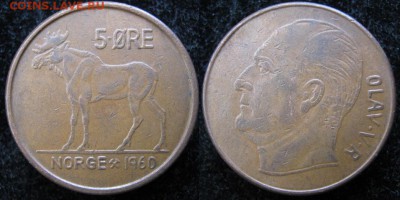 Разная инострань - 8 5 Норвегия 5 эре 1960    522н
