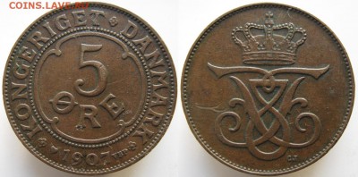 Разная инострань - 8 7 Дания 5 эре 1907     402 а