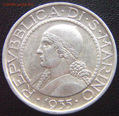 Сан-Марино_5 лир 1935. Серебро; до 21.03_22.12мск - 7726