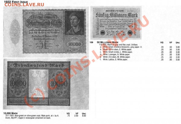 10000 марок и 50 миллионов марок - кризис в германии.JPG