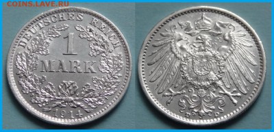 Германия 1 марка 1914 D анц до 27.03.14 в 22.00 - 1 марка 1914 D - 15.02.14