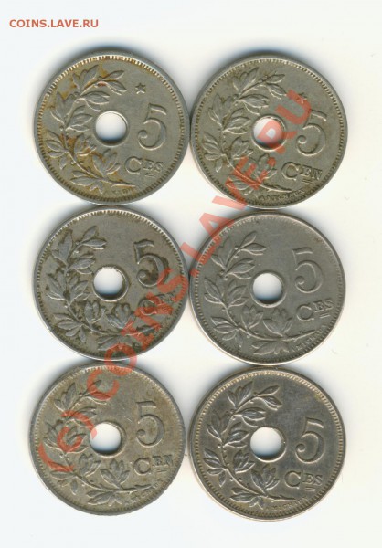 5 центов Бельгия 1910,1914,1925,1930,1932 год. - Bild