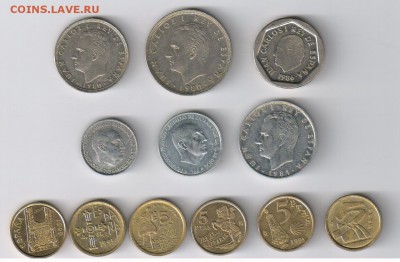ИСПАНИЯ - 12 монет 1959-1999гг до 31.03.2014г 21-00 - ИСПАНИЯ - 12 монет