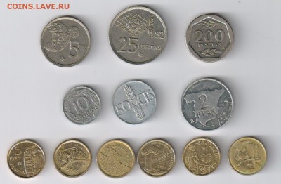 ИСПАНИЯ - 12 монет 1959-1999гг до 31.03.2014г 21-00 - ИСПАНИЯ - 12 монет 001